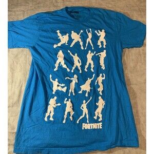 Fortnite Dancing Characters  MEN'S Blue  TSHIRT~ USED Sz L